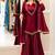 Maroon silk blend readymade suit with miroor & moti work