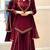 Maroon silk blend readymade suit with miroor & moti work