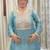 Teal silk blend readymade suit with embroidery & thread work