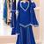 R blue silk blend readymade suit with miroor & moti work