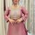 Pink silk blend readymade suit with embroidery & thread work