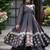 Charcoal grey embroidered silk anarkali kurta set with pant and dupatta for women