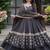 Charcoal grey embroidered silk anarkali kurta set with pant and dupatta for women