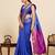 blue zari work silk blend saree with blouse