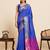 blue zari work silk blend saree with blouse
