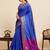 blue zari work silk blend saree with blouse
