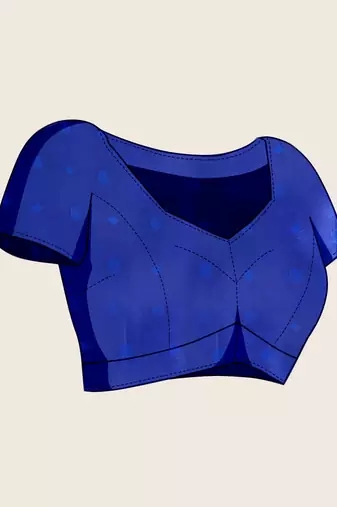 blue zari work silk blend saree with blouse