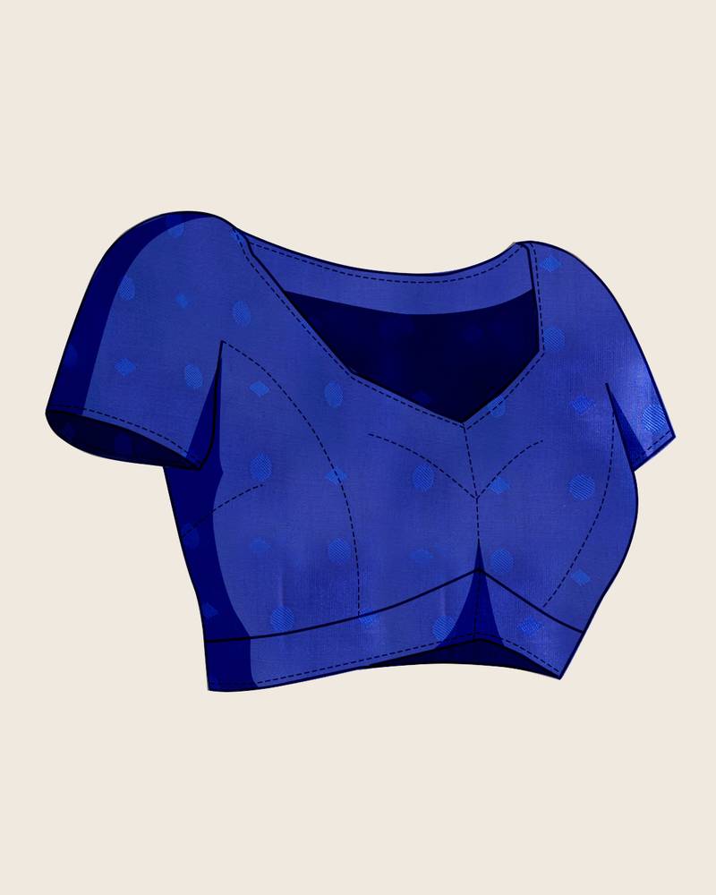 blue zari work silk blend saree with blouse