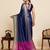navy blue zari work silk blend saree with blouse