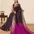 brown zari work silk blend saree with blouse