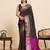 brown zari work silk blend saree with blouse