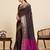brown zari work silk blend saree with blouse