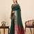dark green zari work silk blend saree with blouse