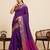 purple zari work silk blend saree with blouse