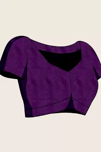 purple zari work silk blend saree with blouse