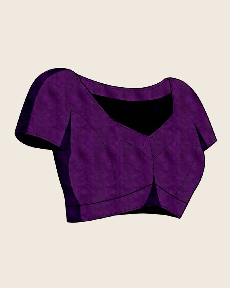 purple zari work silk blend saree with blouse