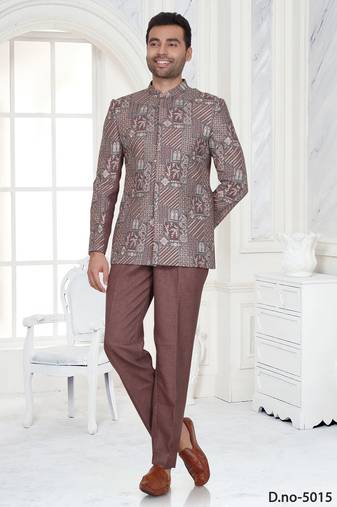Brown embroidered jodhpuri suit for men