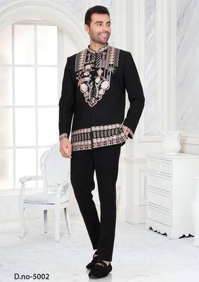 Black embroidered jodhpuri suit / bandhgala 1