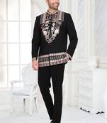 Black embroidered jodhpuri suit / bandhgala