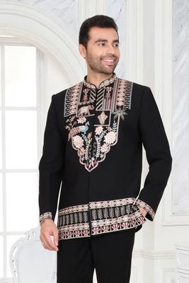 Black embroidered jodhpuri suit / bandhgala 2