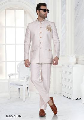 Off white embroidered jodhpuri suit for men 1