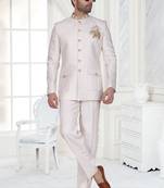 Off white embroidered jodhpuri suit for men