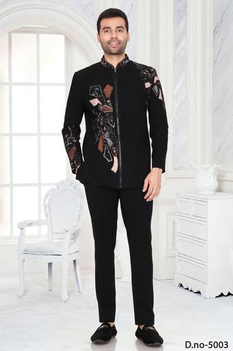 Black embroidered designer jodhpuri suit for men