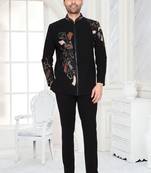 Black embroidered designer jodhpuri suit for men