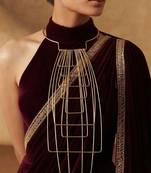 Gold metallic wire cage necklace