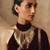 Golden fringe bib collar necklace