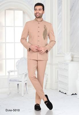 Peach embroidered designer jodhpuri suit 1