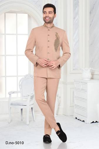Peach embroidered designer jodhpuri suit