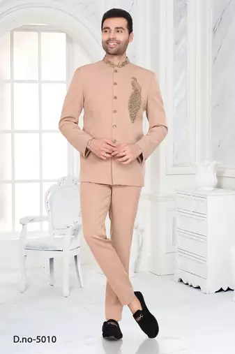 Peach embroidered designer jodhpuri suit