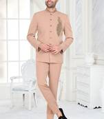 Peach embroidered designer jodhpuri suit