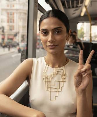 Gold metallic wire maze choker necklace 2