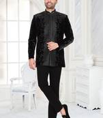 Black designer embroidered jodhpuri suit for men