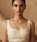 Gold metallic layered collar pendant necklace