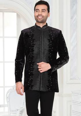 Black designer embroidered jodhpuri suit for men 2