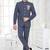 Slate blue embroidered bandhgala suit for men