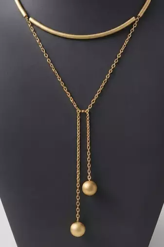 Gold metallic collar necklace