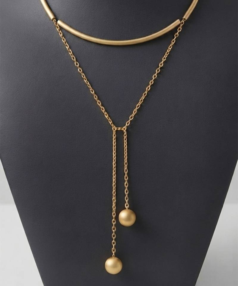 Gold metallic collar necklace
