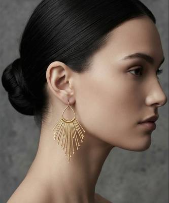 Gold metallic wide hoop earrings 1