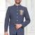 Slate blue embroidered bandhgala suit for men