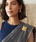 Gold textured square pin brooch