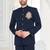 Navy blue designer bandhgala suit for men