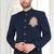 Navy blue designer bandhgala suit for men