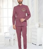 Pink designer bandhgala suit for men