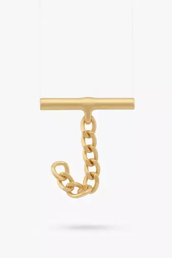Gold chain drop pin brooch