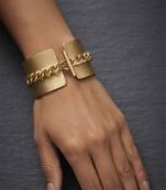 Gold chain link hinged cuff bracelet
