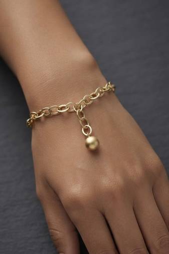 Gold ball drop chain bracelet